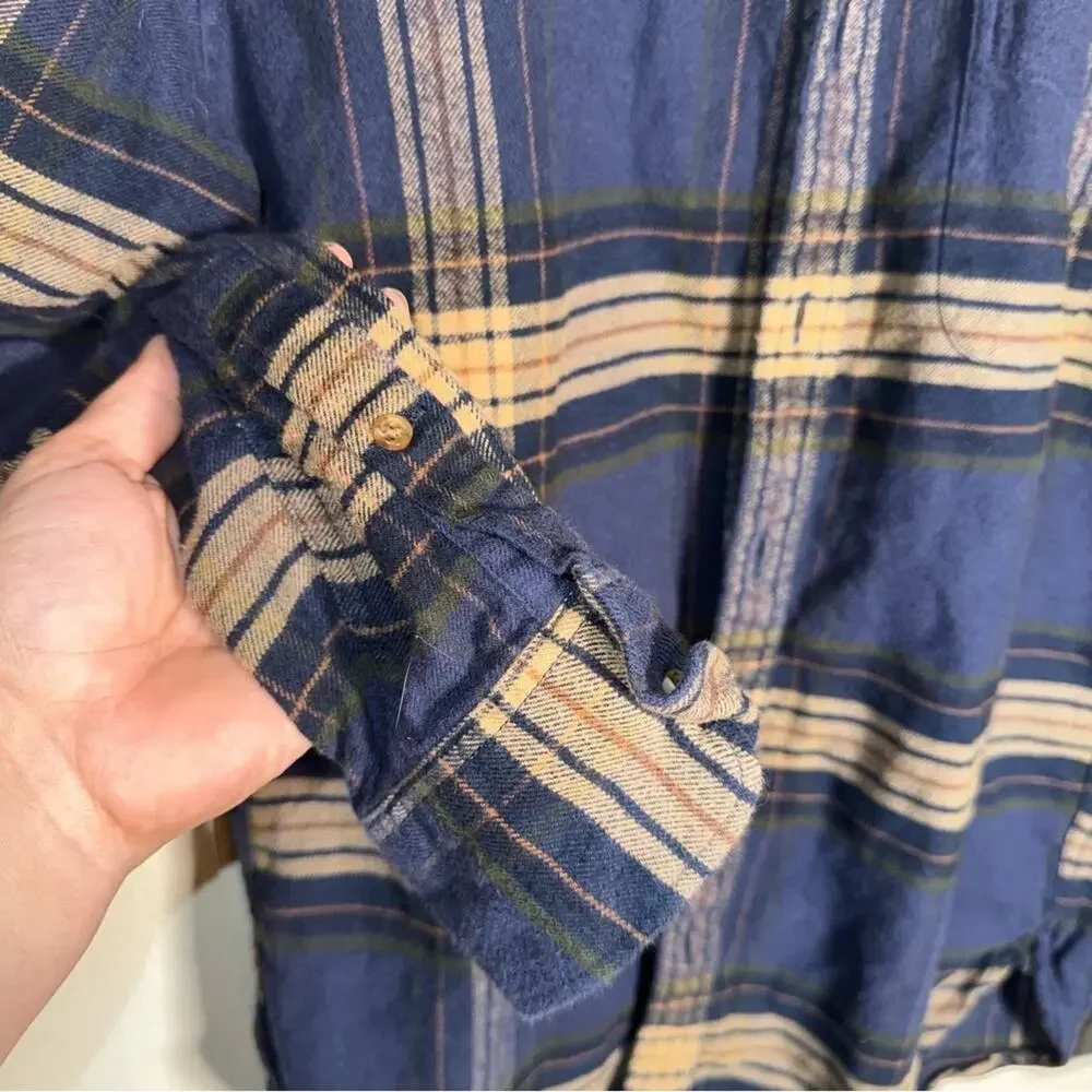 J. CREW Slim Fit Plaid flannel oversized 90s grunge gorpcore button shirt M